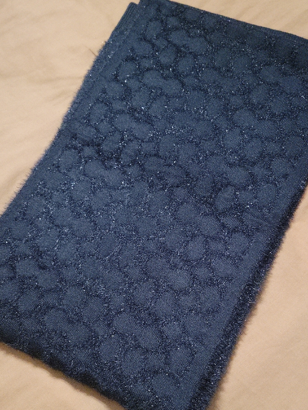 Coach Black Metallic Knit Scarf